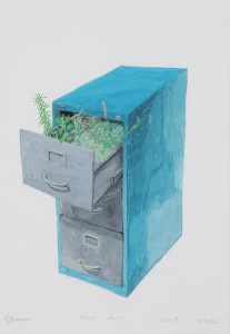 Filed Away, gouache on paper, 80x60cm, 2008