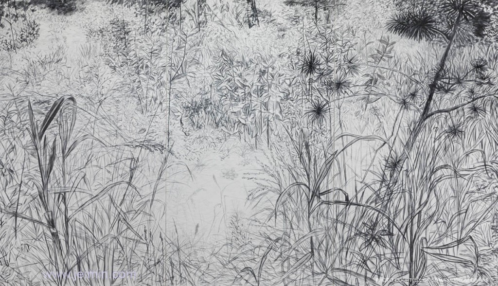 무심한 풍경 Inadvertent Landscape, charcoal on canvas, 336.6x193.9cm, 2016